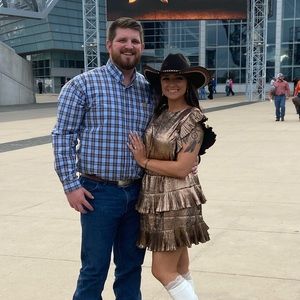 Copper Metallic Ruffle Layer Dress